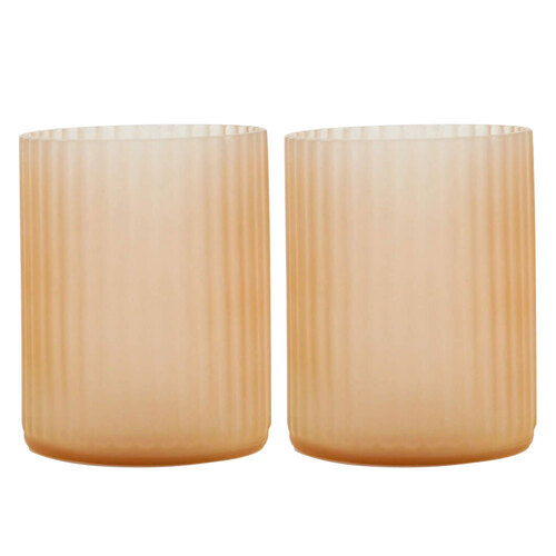 2PK Rayell Votive 17cm Tall Glass Candle Holder - Peach