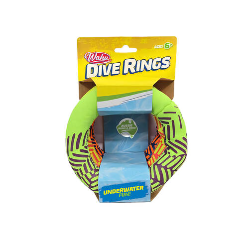 3pc Wahu Pool Party Dive Rings Safe Neoprene Underwater Fun Kids Toy 6y+