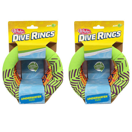 2x 3pc Wahu Pool Party Dive Rings Safe Neoprene Underwater Fun Kids Toy 6y+