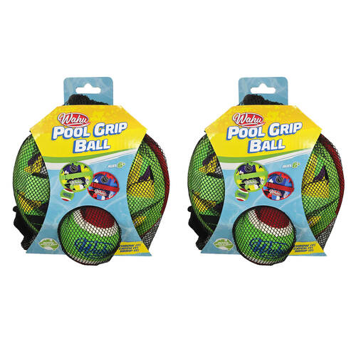 2PK Wahu Pool Grip Ball Waterproof Neoprene Kids Swimming Toy w/2 Pads 1 6y+
