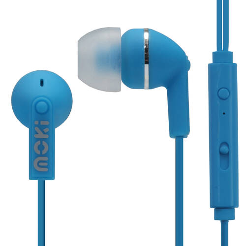 Moki Noise Isolation w/Mic & Control Earphones -Blue