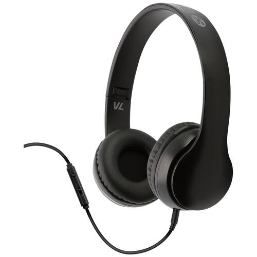 Moki Wired Volume Limited Headphones W/ Removable Audio Cable & Inline Mic Black