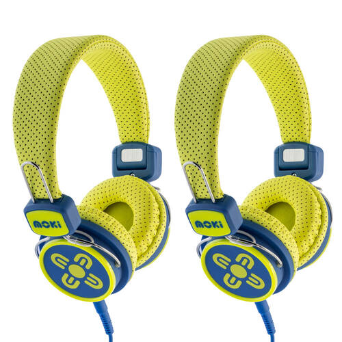 2PK Moki Kid Safe Volume Limited Headphones 3y+ Yellow & Blue