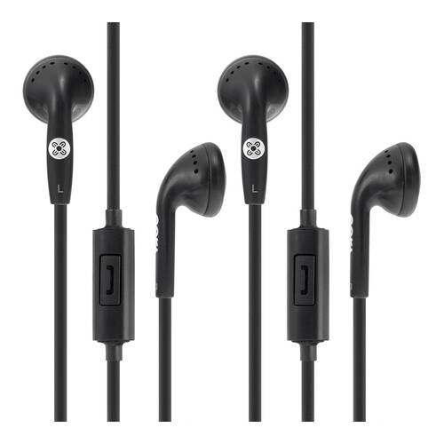 2PK Moki Stereo In-Line Mic & Control Earphones - Black