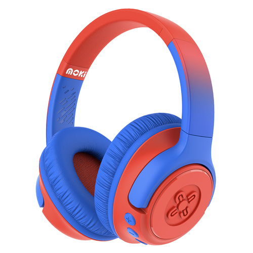 Moki Mixi Kids Volume Limited Wireless Bluetooth Headphones - Blue Red
