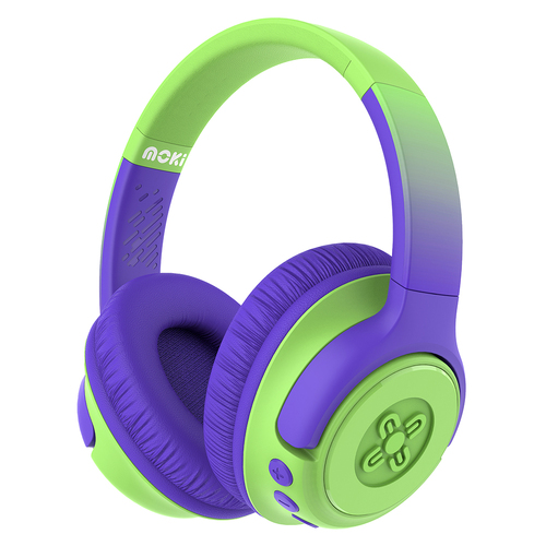 Moki Mixi Kids Volume Limited Wireless Bluetooth Headphones - Green Purple