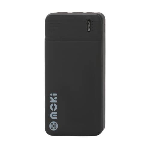 Moki Portable Travel Power Bank USB-C/USB-A Compact Black 10000mAh