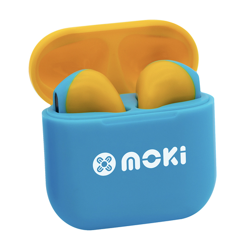 Moki MokiPods Mini TWS Bluetooth Earphones Kids Volume Limited - Blue Yellow
