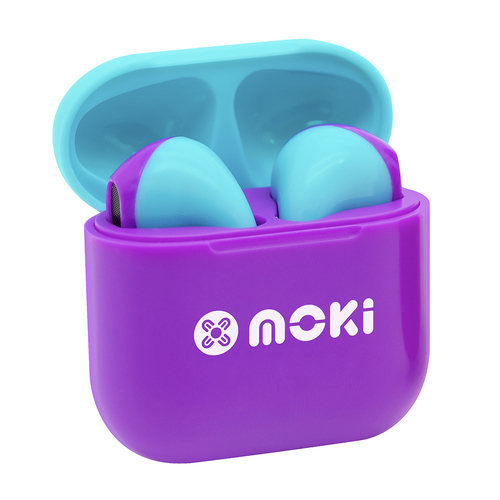 Moki MokiPods Mini TWS Bluetooth Earphones Kids Volume Limited - Purple Aqua