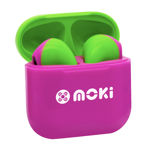 Moki MokiPods Mini TWS Bluetooth Earphones Kids Volume Limited - Pink Green