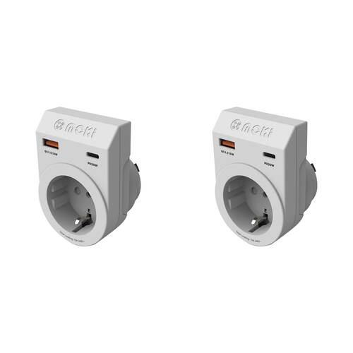 3PK Moki Travel Adaptor Plus Inbound EU to AU/NZ  with Type-C & USB-A