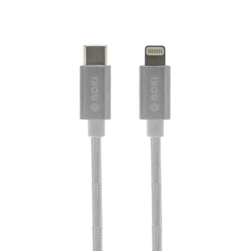 Moki Braided Type C to Lightning SynCharge Cable - 90cm/3ft - Silver