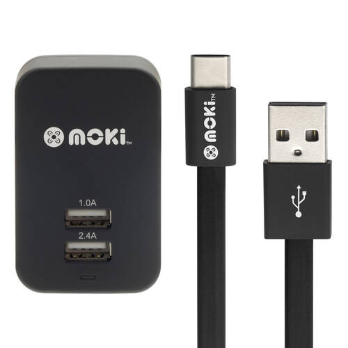 Moki Type-C Syncharge USB Cable + Wall Charger