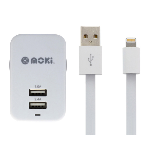 Moki Lightning Syncharge Cable w/Wall Adapter