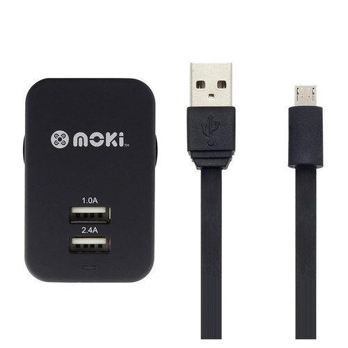 Moki Micro-USB Syncharge Cable w/Wall Adapter - Black
