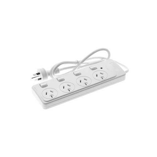 Moki 4 Socket Electrical Powerboard w/ Switches - White