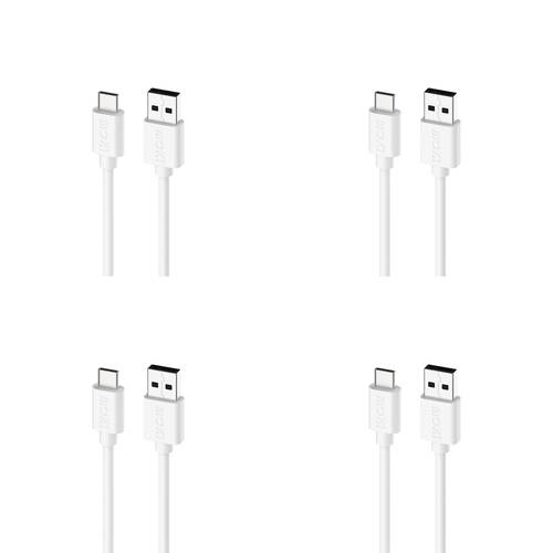 4PK Moki USB-A to USB-C SynCharge Cable 1M iPhone/Android Classic White