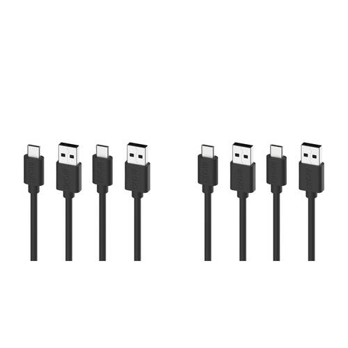 2x 2pc Moki USB-A to USB-C SynCharge Cable 1M iPhone/Android Jet Black