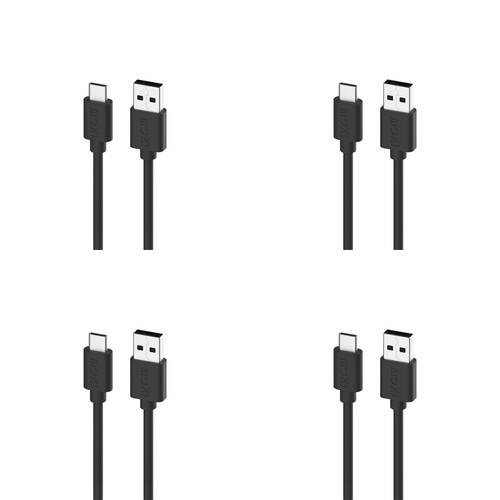 4PK Moki USB-A to USB-C SynCharge Cable 1M iPhone/Android Jet Black