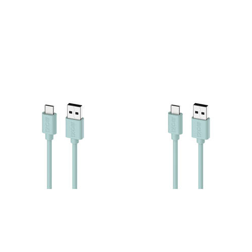 2PK Moki USB-A to USB-C SynCharge Cable 1M iPhone/Android Pastel Green