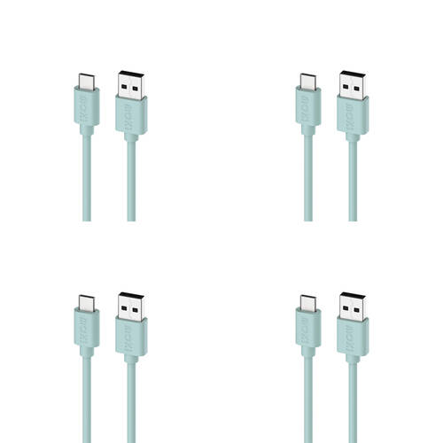 4PK Moki USB-A to USB-C SynCharge Cable 1M iPhone/Android Pastel Green