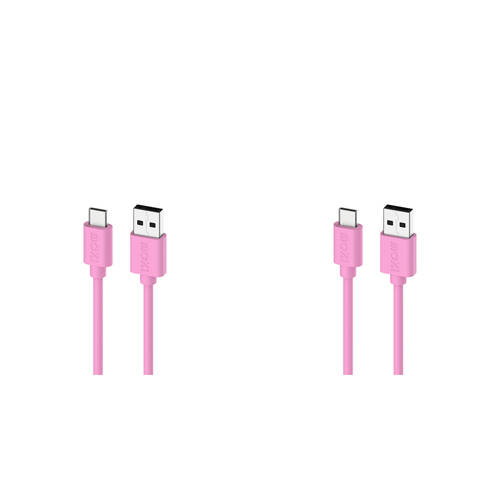 2PK Moki USB-A to USB-C SynCharge Cable 1M iPhone/Android Soft Pink