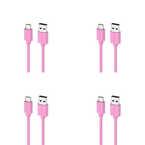 4PK Moki USB-A to USB-C SynCharge Cable 1M iPhone/Android Soft Pink