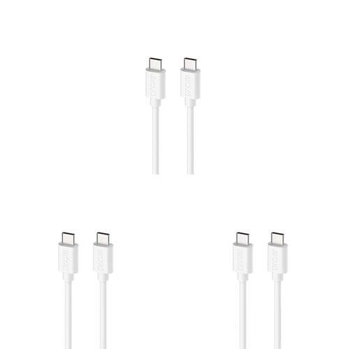 3PK Moki USB-C to USB-C SynCharge Cable 1M iPhone/Android Classic White