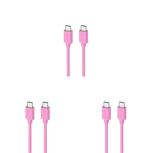 3PK Moki USB-C to USB-C SynCharge Cable 1M iPhone/Android Soft Pink