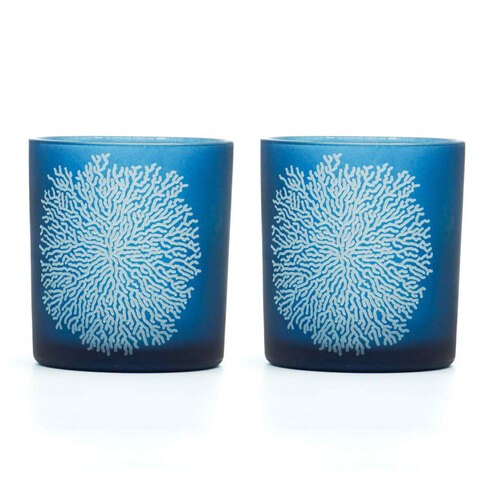 2PK Rayell 8cm Votive Candle Holder Coral Large - Aqua
