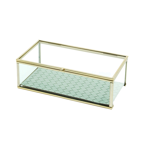 Rayell Agnes Iron Glass 20x10cm Jewellery Box - Sage