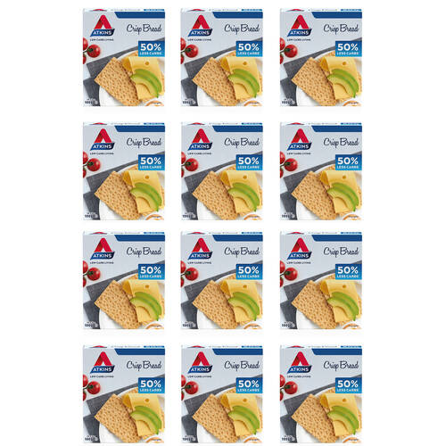 2x 6PK Atkins Low Carb Living Crispbread Snack 50% Less Carbs 100g