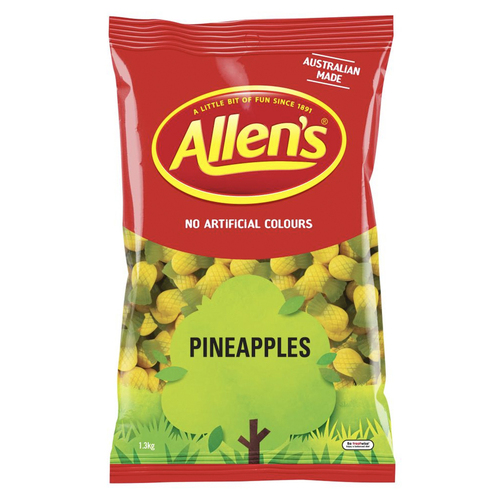 Allens Pineaapples Large Soft Chew Lolly/Candy Bag 1.3kg