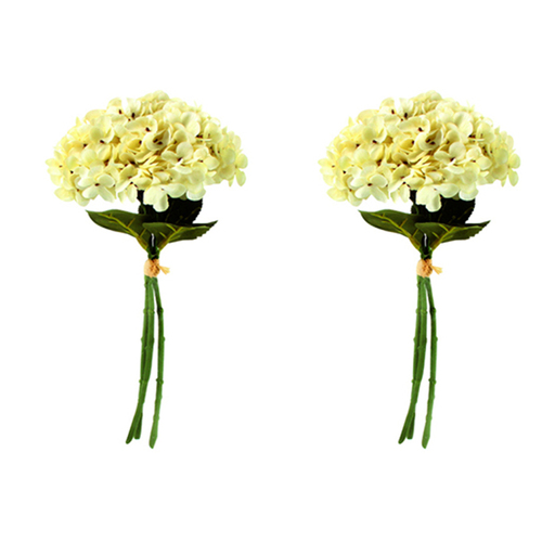 2PK Maine & Crawford 34cm Faux Hydrangea Bunch Artificial Flower - Cream