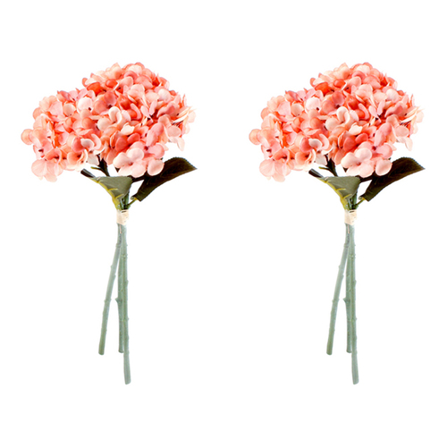 2PK Maine & Crawford 34cm Faux Hydrangea Bunch Artificial Flower - Peach