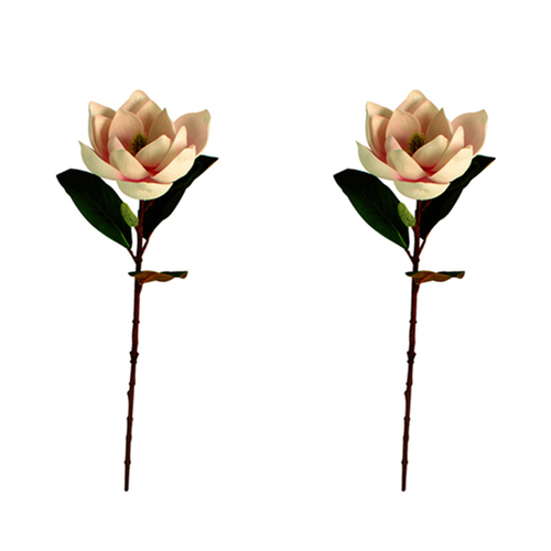 2PK Maine & Crawford Real Touch 70cm Magnolia Stem Artificial Flower - Pink