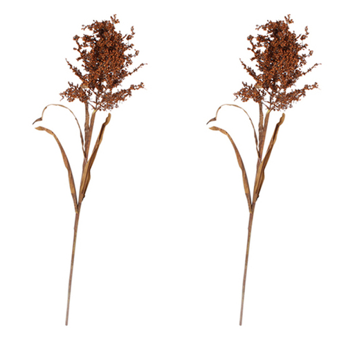 2PK Maine & Crawford 86cm Broomcorn Spray Faux Leaf - Dark Coffee