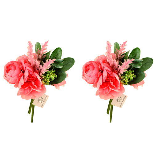 2PK Maine & Crawford 5-Head 38cm Peony & Chrysanthemum w/ Astilbe Spray Bouquet