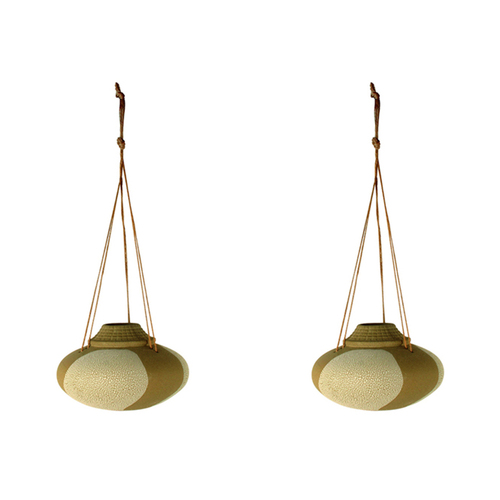 2PK  Maine & Crawford Valentina 15cm Hanging Ceramic Planter - Beige