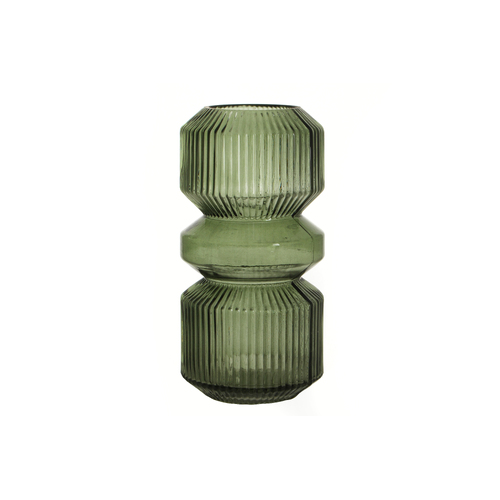 Maine & Crawford 25x13cm Bil Ribbed Glass Cylinder Vase