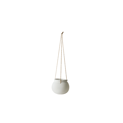 Maine and Crawford Liliana Bulb Lip 19cm Ceramic Hanging Pot White 