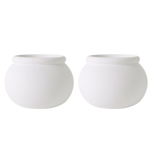 2PK Maine and Crawford Liliana 15.2cm Bulb Lip Pot - White