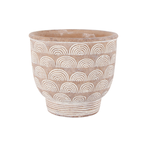Maine and Crawford 24cm Blaine Arc Cement Pot - White