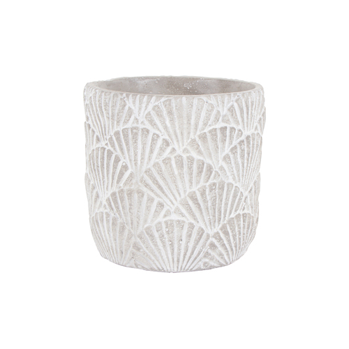 Maine and Crawford 21cm Hema Cement Palm Motif Pot - White