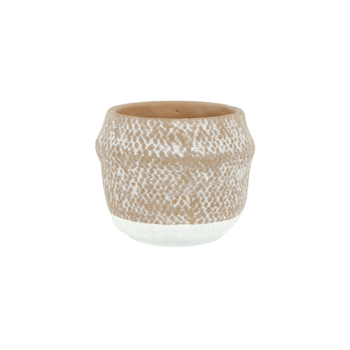 Maine and Crawford 25x22cm Bacia Cement Pattern Pot - White/NAT