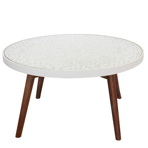 LVD Solaro Wood/MDF/Glass 45x85cm Coffee Table Furniture Round - White/Brown