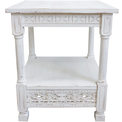 LVD Noosa Fir Wood Side Table Furniture 50x60cm - Rustic White