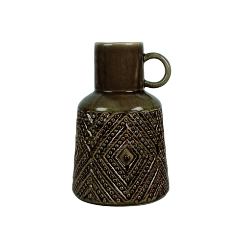 Maine & Crawford Leo 21x11cm Ceramic Vase Decor - Brown