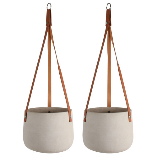 2PK Maine & Crawford 13x13cm Lily Concrete Hanging Pot w/ Straps - Grey
