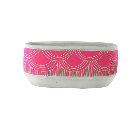 Maine & Crawford Zelva Trough 21cm Cement Plant Pot - Beige/Pink